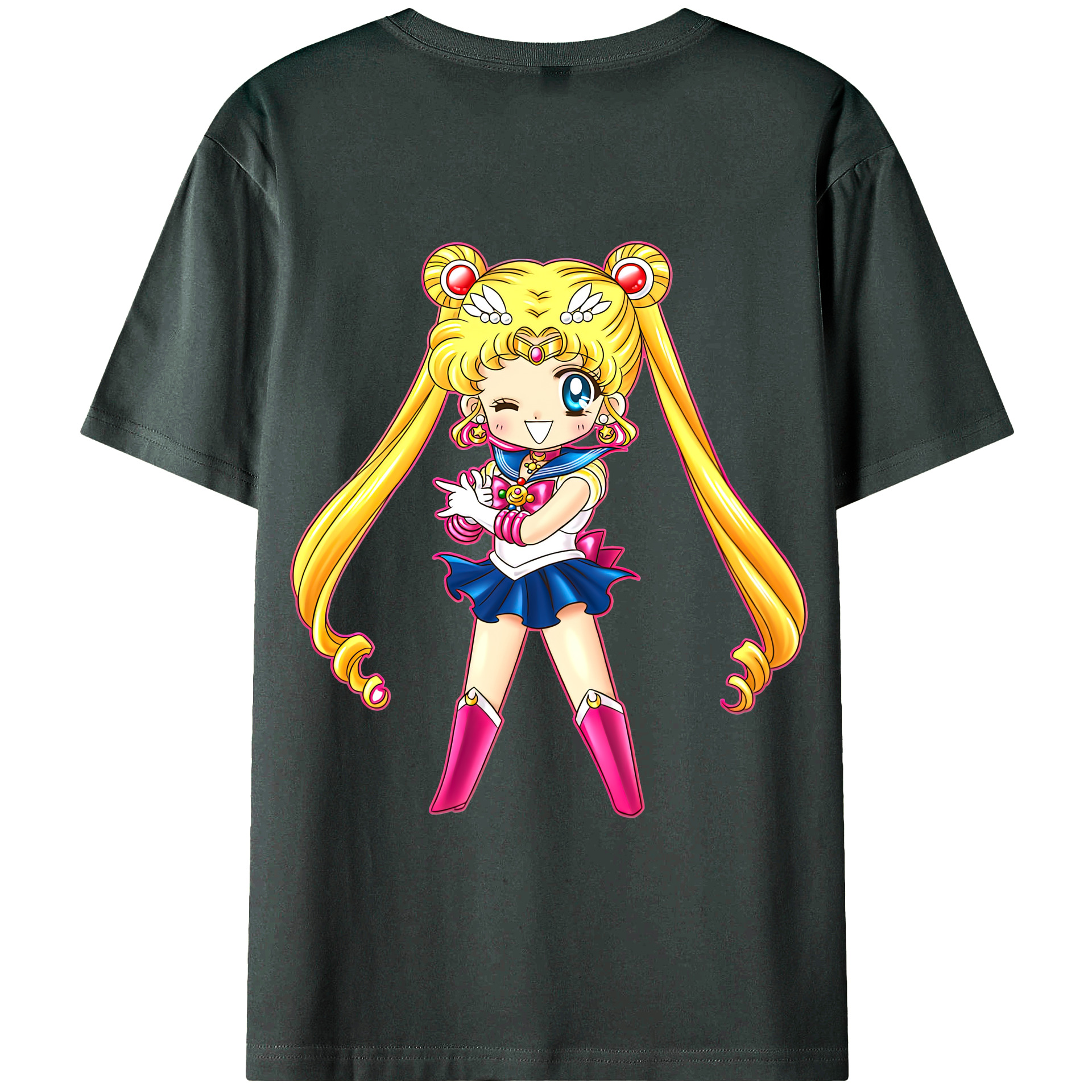 （画像用） 美少女戦士セーラームーン 月野 うさぎ つきの うさぎ Sailor Moon Tsukino Usagi 綿100％ メンズ半袖Tシャツ（バックプリント） 通気性
